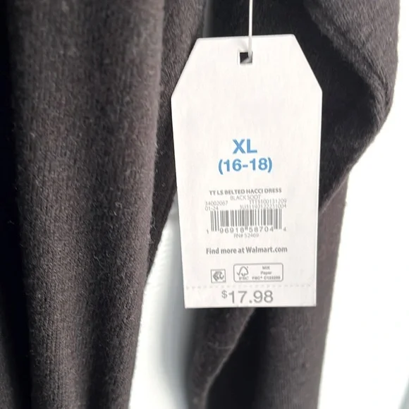 NWT TIME TRU DRESS BLACK XL - Picture 4 of 6